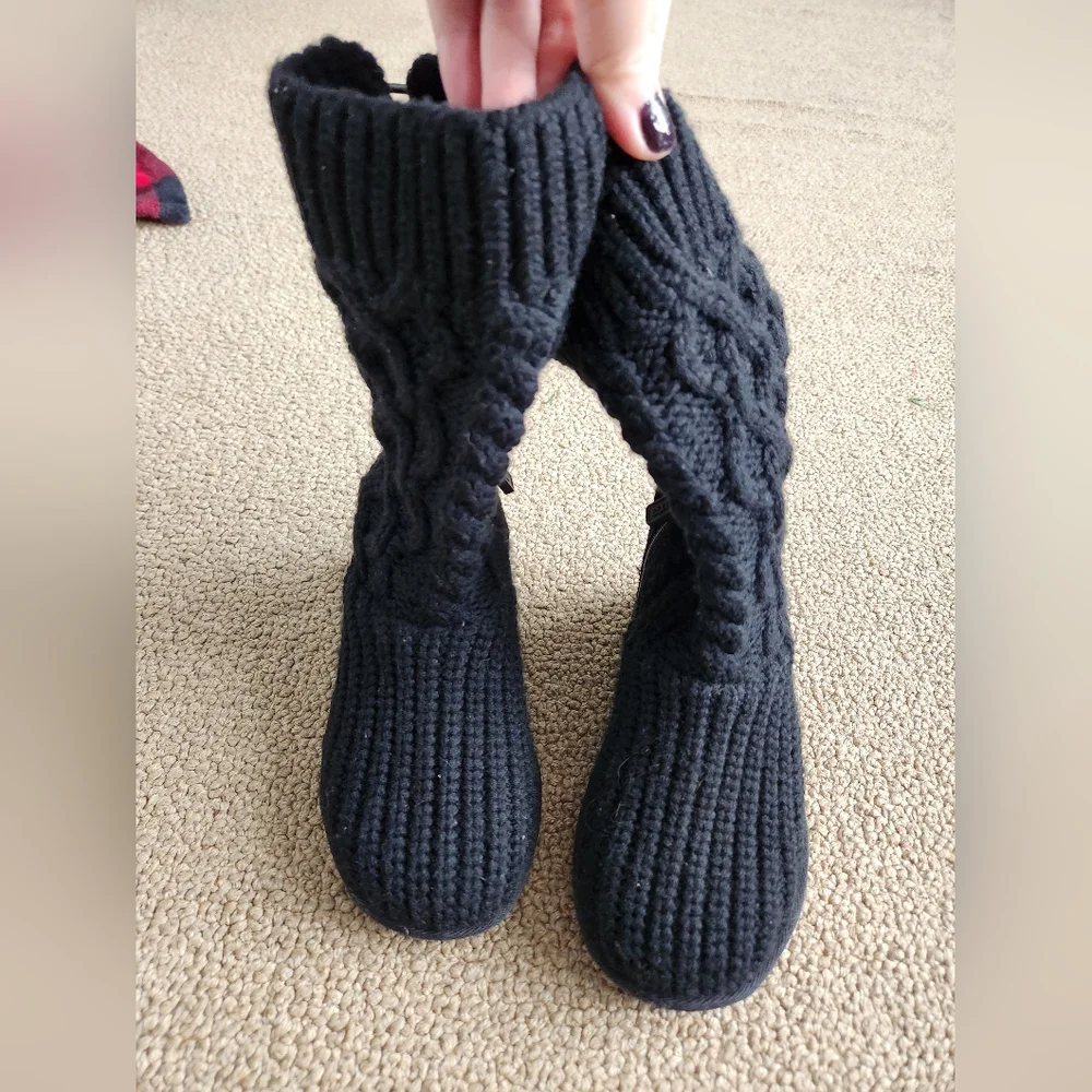 UGG Girl Black Knit Tall Boots